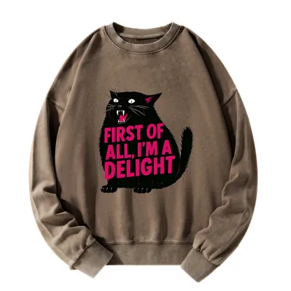 Tokyo-Tiger Roaring Black Cat Washed Sweatshirt