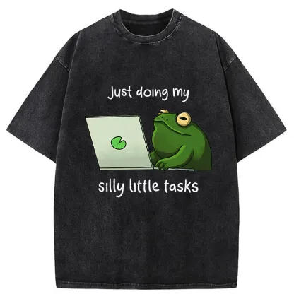 Tokyo-Tiger Silly Frog Is Working Washed T-Shirt