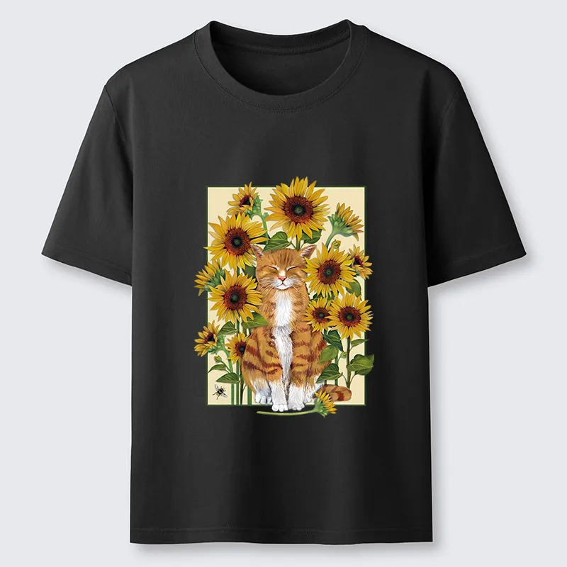 Tokyo-Tiger Sunflower And Orange Cat Classic T-Shirt