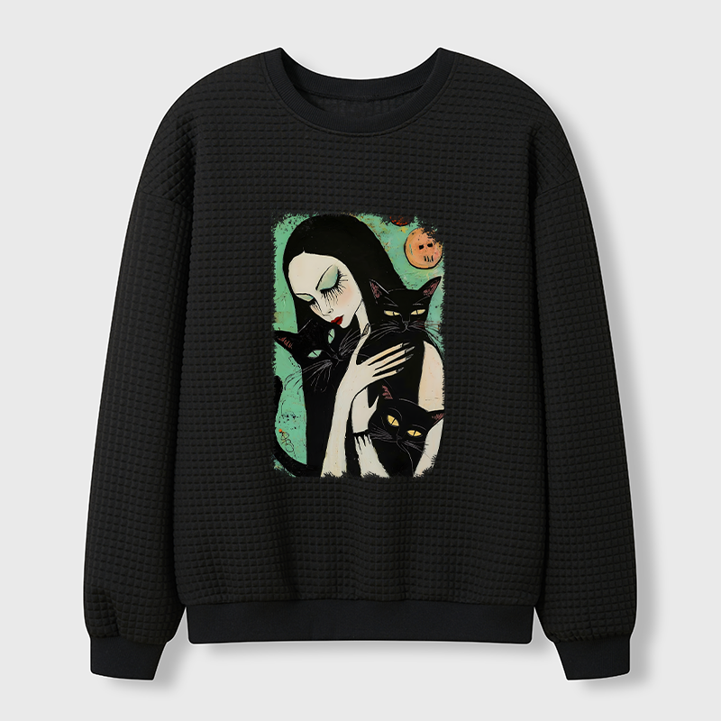 Tokyo-Tiger Me And My Black Cat Waffle Sweatshirt