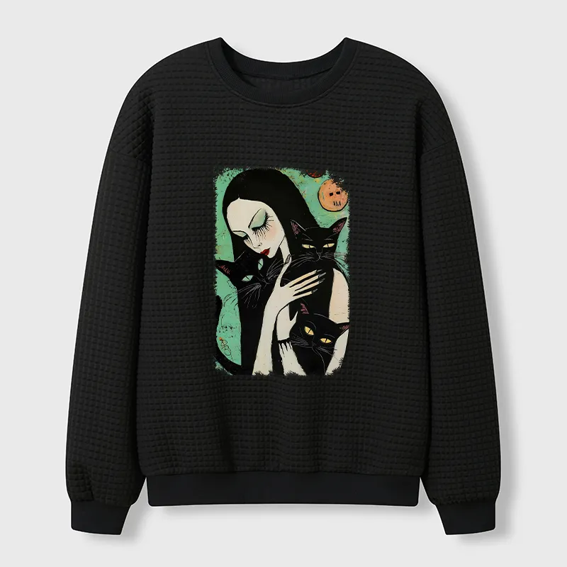 Tokyo-Tiger Me And My Black Cat Waffle Sweatshirt