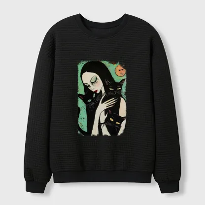 Tokyo-Tiger Me And My Black Cat Waffle Sweatshirt