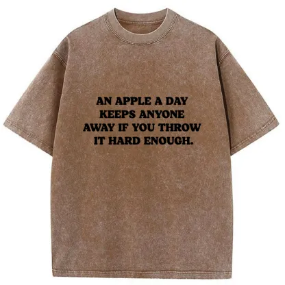 Tokyo-Tiger An Apple A Day Keeps Everything Away Washed T-Shirt