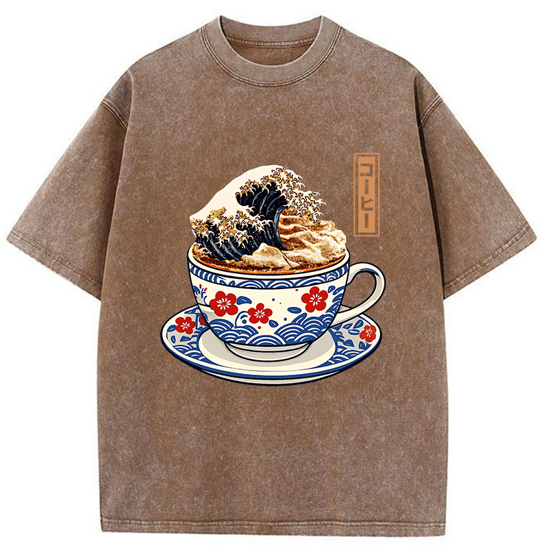 Tokyo-Tiger Coffee Wave Foam Washed T-Shirt