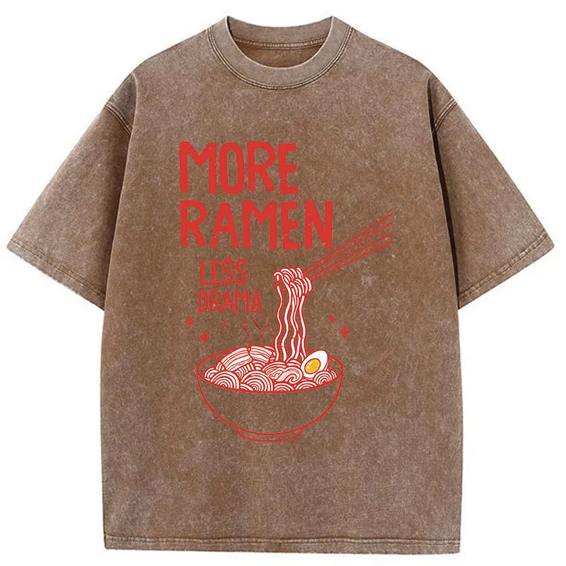 Tokyo-Tiger More Ramen Less Drama Washed T-Shirt