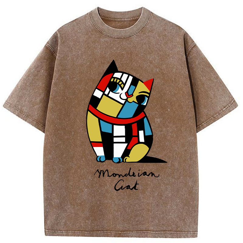 Tokyo-Tiger Cat of Mondrian Washed T-Shirt