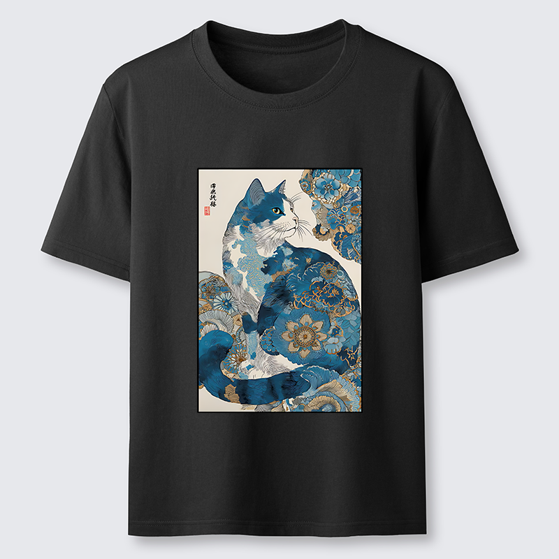 Tokyo-Tiger Japanese Ukiyo-e Flowers Cat Classic T-Shirt