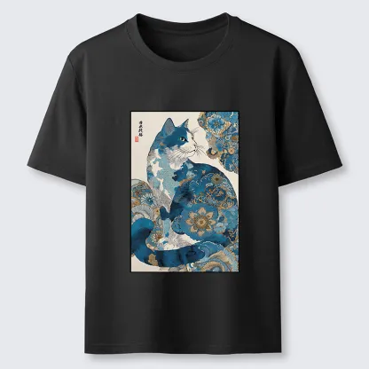 Tokyo-Tiger Japanese Ukiyo-e Flowers Cat Classic T-Shirt