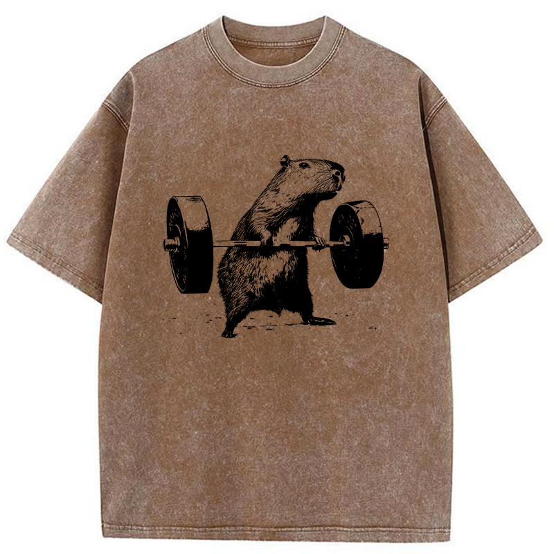 Tokyo-Tiger Capybara Fitness Washed T-Shirt