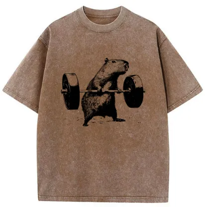 Tokyo-Tiger Capybara Fitness Washed T-Shirt
