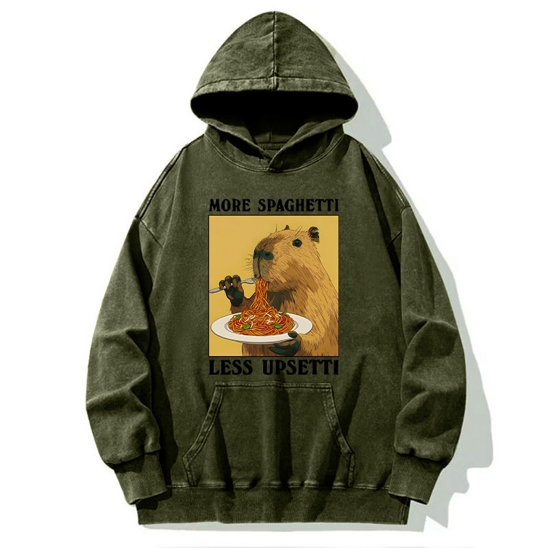 Tokyo-Tiger Capybara Eating Pasta Washed Hoodie