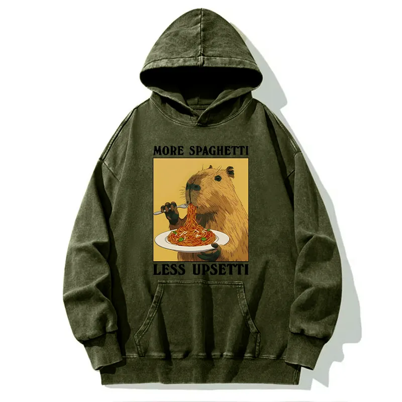 Tokyo-Tiger Capybara Eating Pasta Washed Hoodie