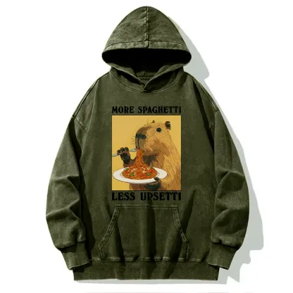 Tokyo-Tiger Capybara Eating Pasta Washed Hoodie