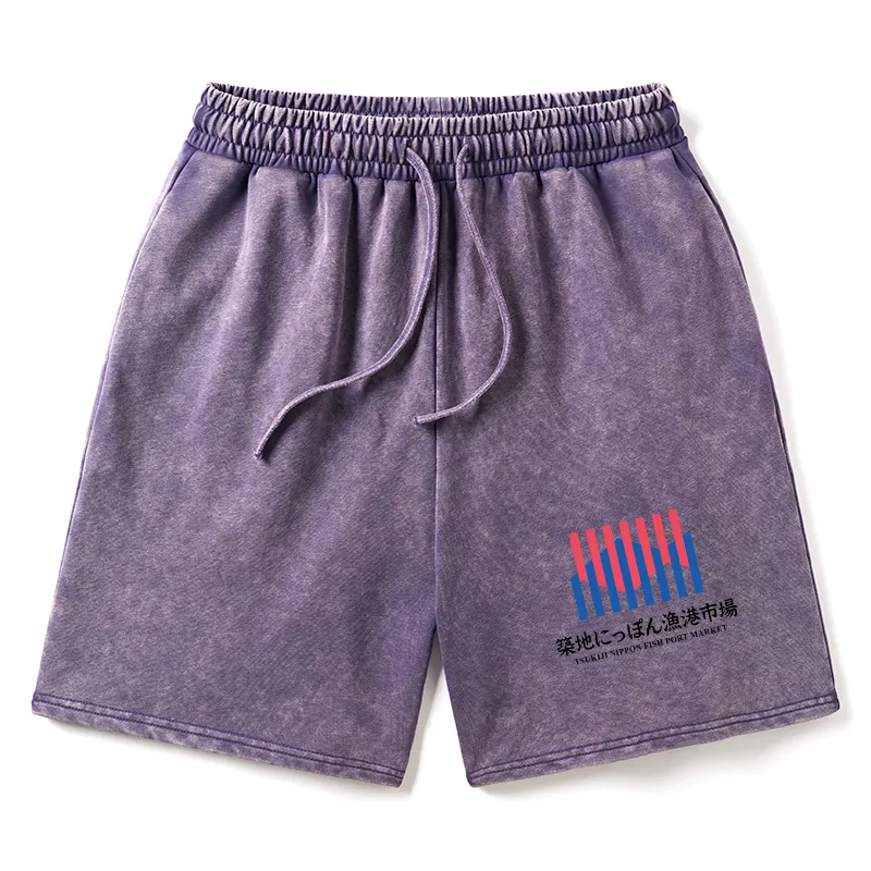 Tokyo-Tiger Tsukiji Nippon Fish Port Market Washed Shorts