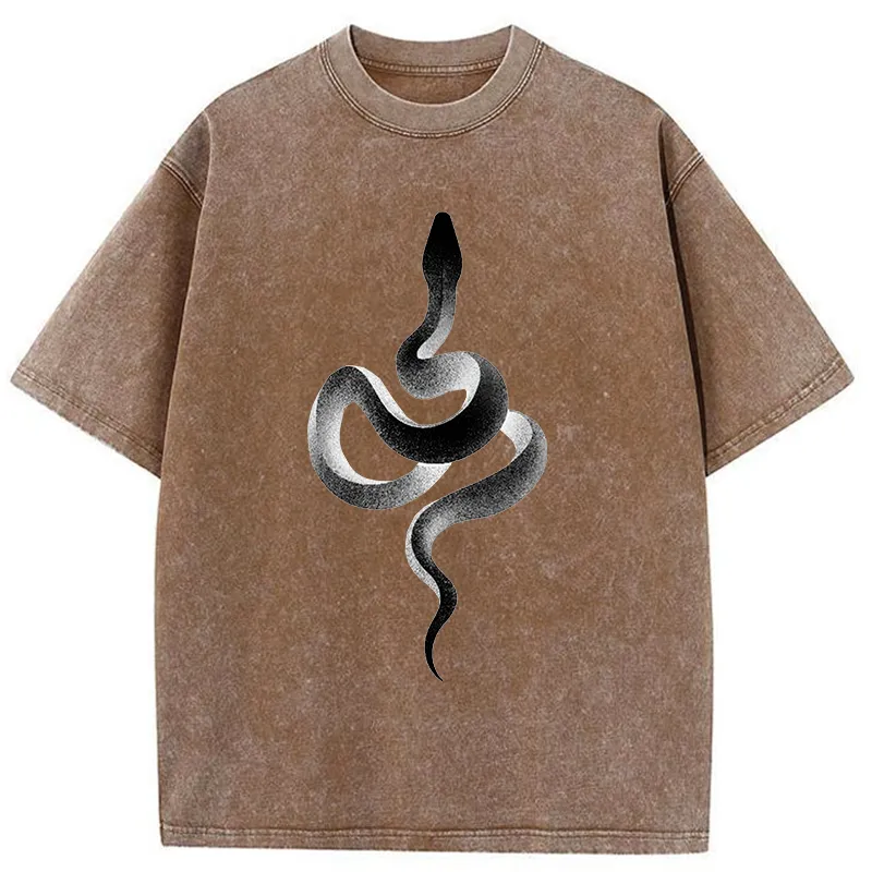 Tokyo-Tiger Retro Art Snake Washed T-Shirt