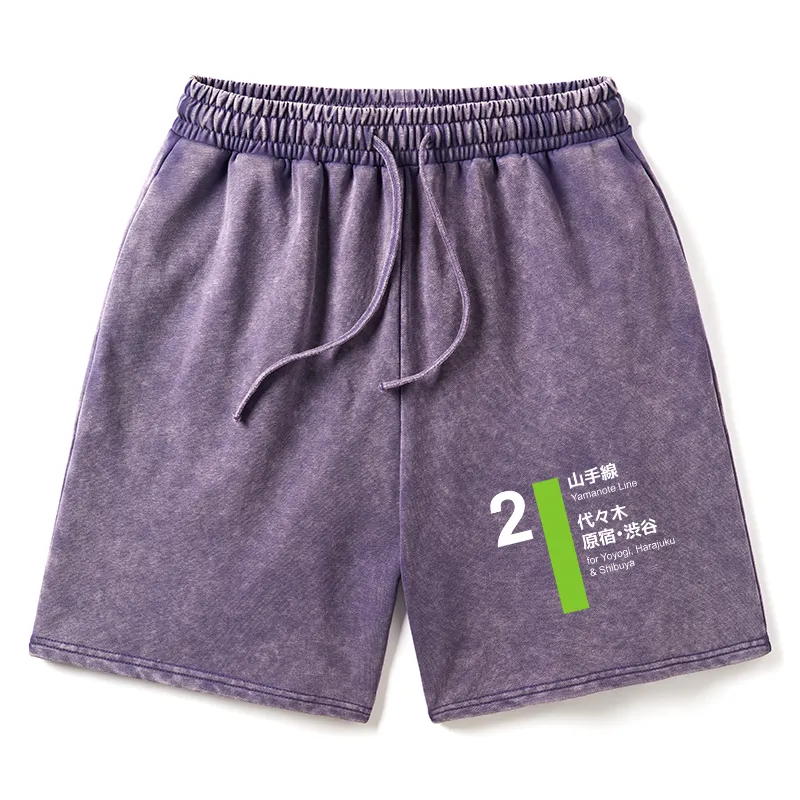 Tokyo-Tiger Yamanote Line Shibuya and Harajuku Washed Shorts