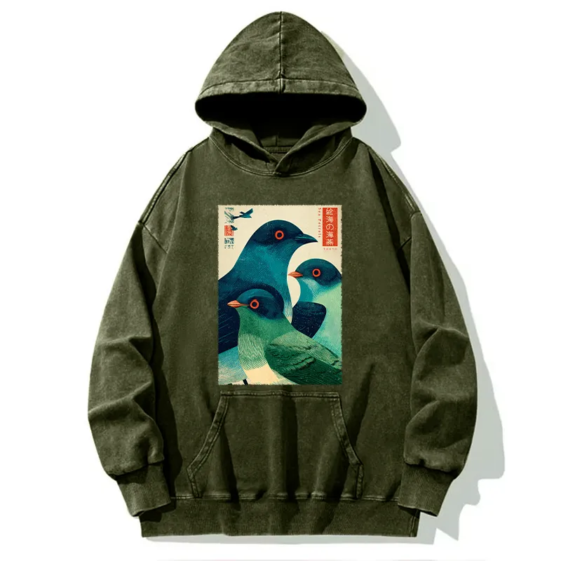 Tokyo-Tiger Petrels Of The Painted Sea Washed Hoodie