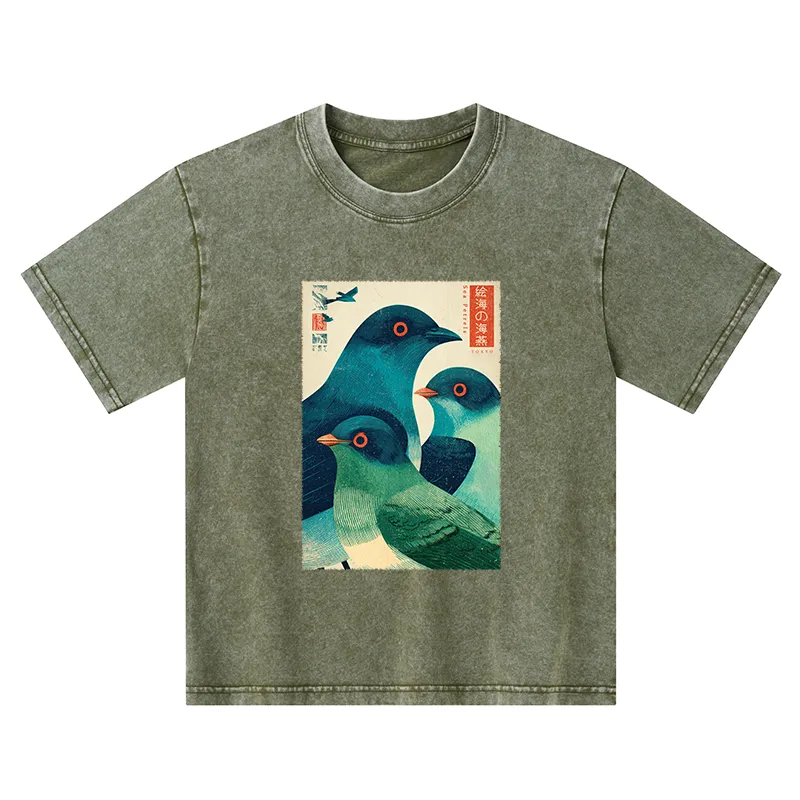 Tokyo-Tiger Petrels Of The Painted Sea Kids Washed T-Shirt