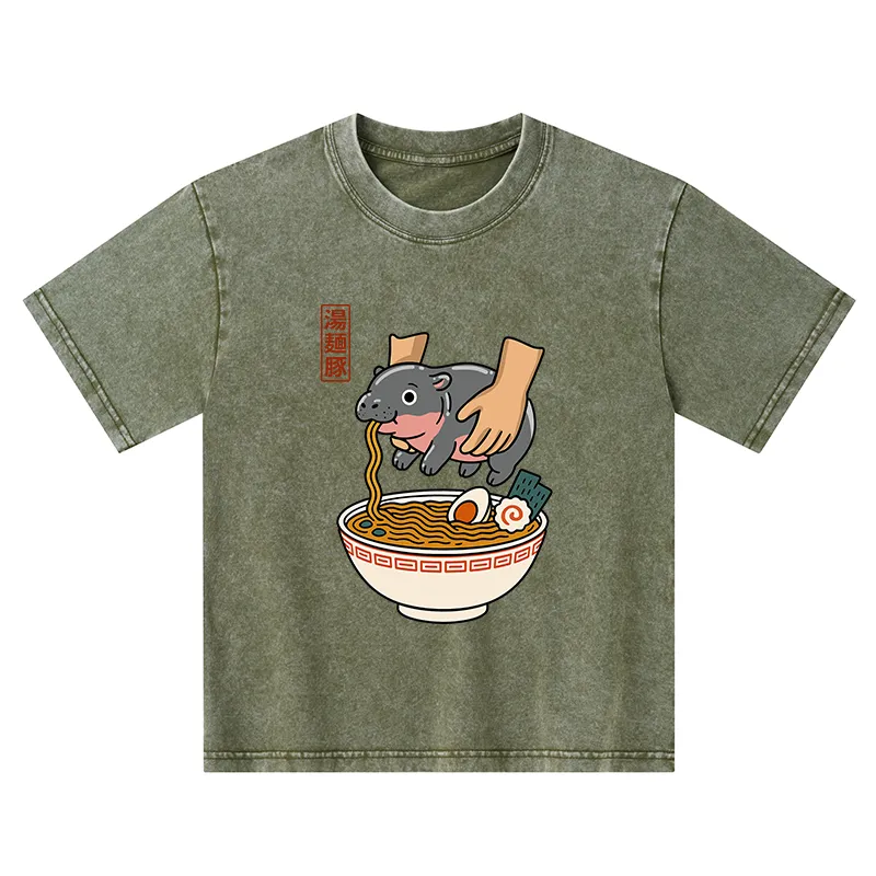 Tokyo-Tiger Noodles Got Me Kids Washed T-Shirt
