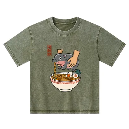 Tokyo-Tiger Noodles Got Me Kids Washed T-Shirt