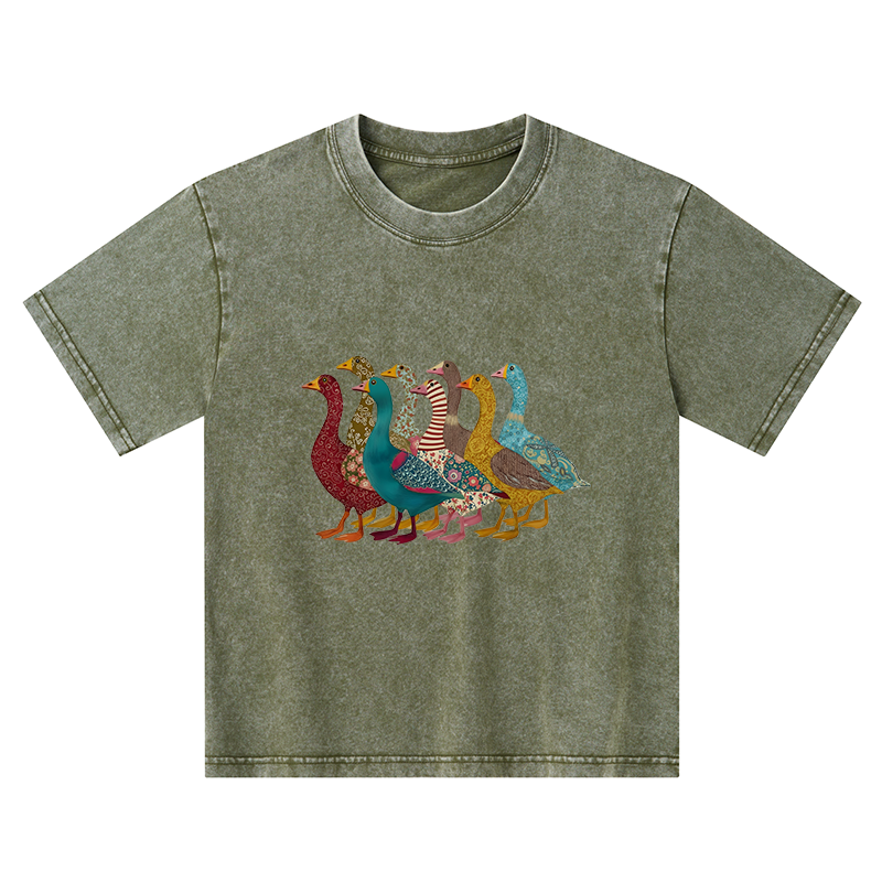 Tokyo-Tiger All Kinds Of Ducks Kids Washed T-Shirt