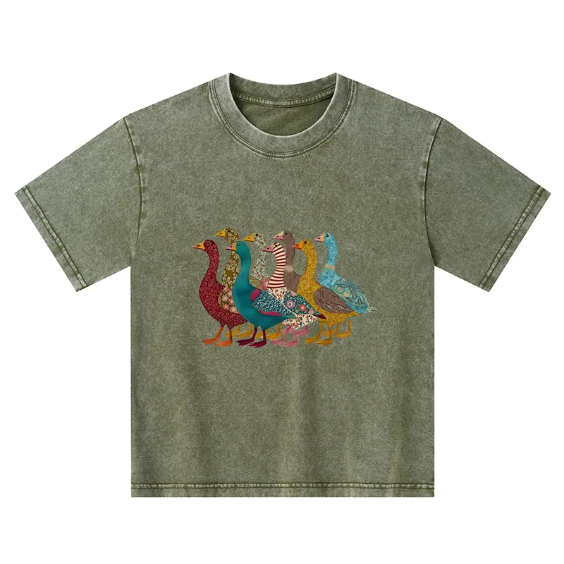 Tokyo-Tiger All Kinds Of Ducks Kids Washed T-Shirt