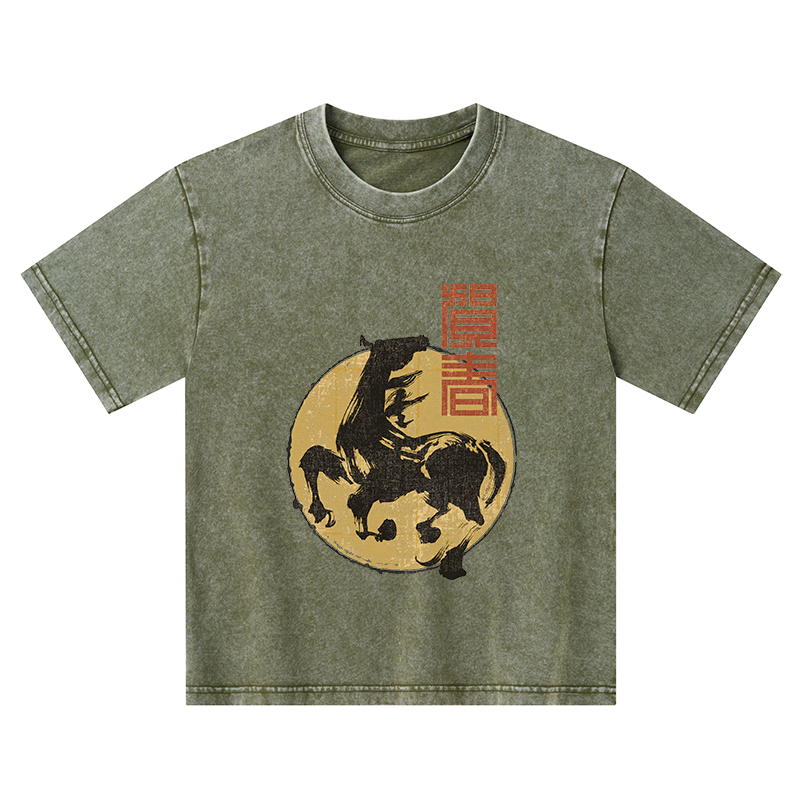 Tokyo-Tiger 2026 Year Of The Horse Japan Kids Washed T-Shirt