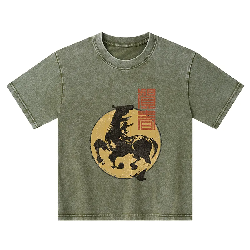 Tokyo-Tiger 2026 Year Of The Horse Japan Kids Washed T-Shirt