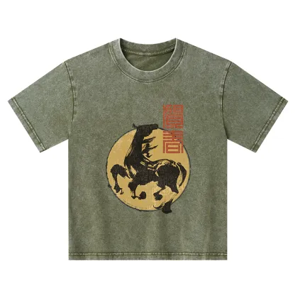Tokyo-Tiger 2026 Year Of The Horse Japan Kids Washed T-Shirt