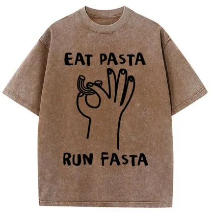 Tokyo-Tiger Eat Delicious Pasta Washed T-Shirt