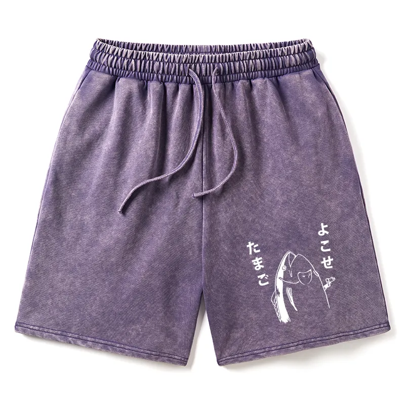 Tokyo-Tiger Give Me Egg Japanese Fish Washed Shorts