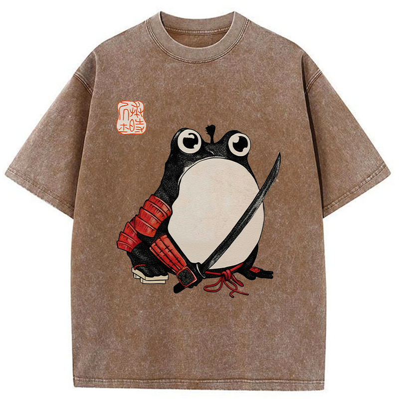 Tokyo-Tiger Silly Samurai Frog Washed T-Shirt