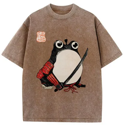 Tokyo-Tiger Silly Samurai Frog Washed T-Shirt