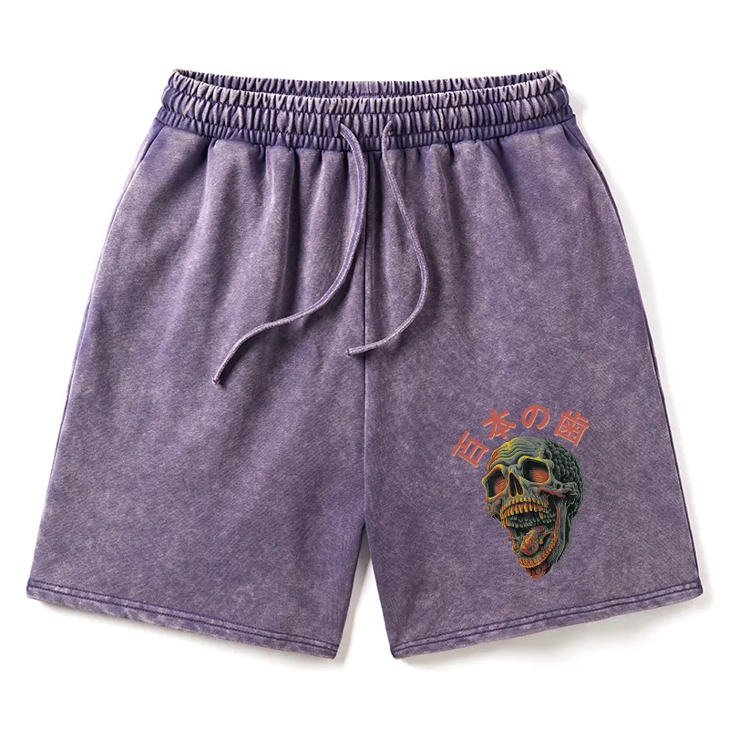 Tokyo-Tiger Terrifying And Disgusting Skull Washed Shorts