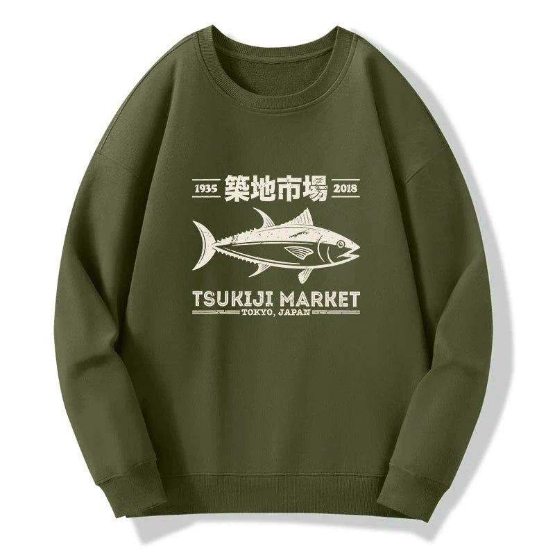 Tokyo-Tiger Retro Tsukiji Fish Market Streetwear Tokyo Sweatshirt
