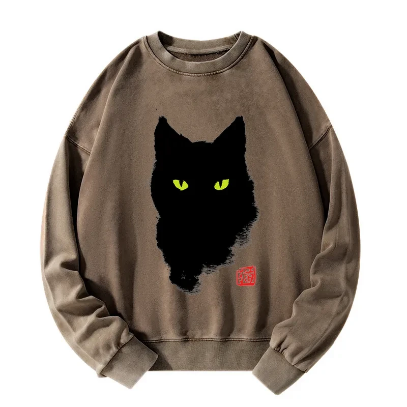 Tokyo-Tiger Cat Sharp Gaze Washed Sweatshirt