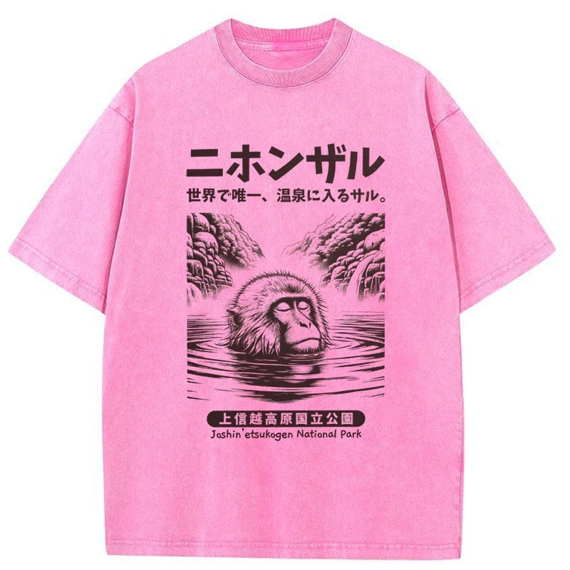 Tokyo-Tiger Macaque Monkey Hot Spring Washed T-Shirt Sale – tokyo