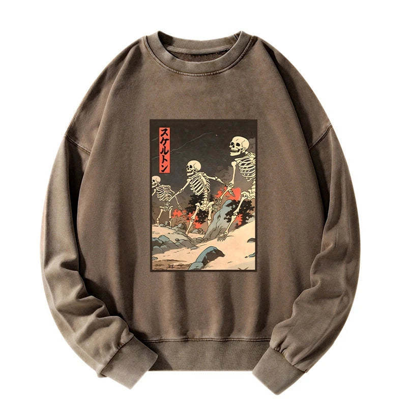 Tokyo-Tiger Japanese Rising Skeletons Washed Sweatshirt