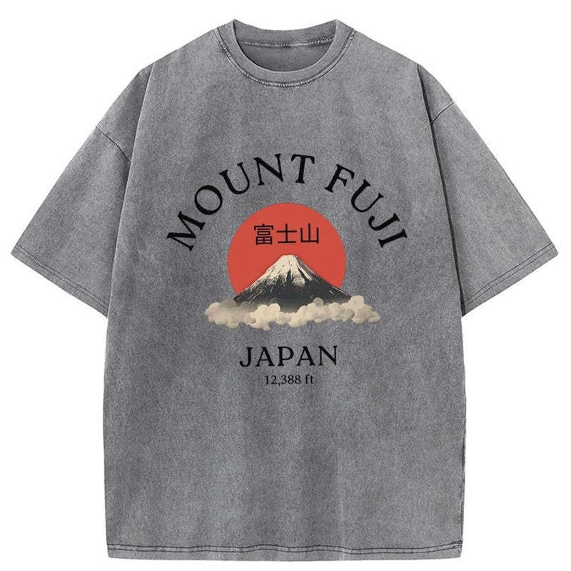 Tokyo-Tiger Japan Mount Fuji Sun Unisex Washed T-Shirt