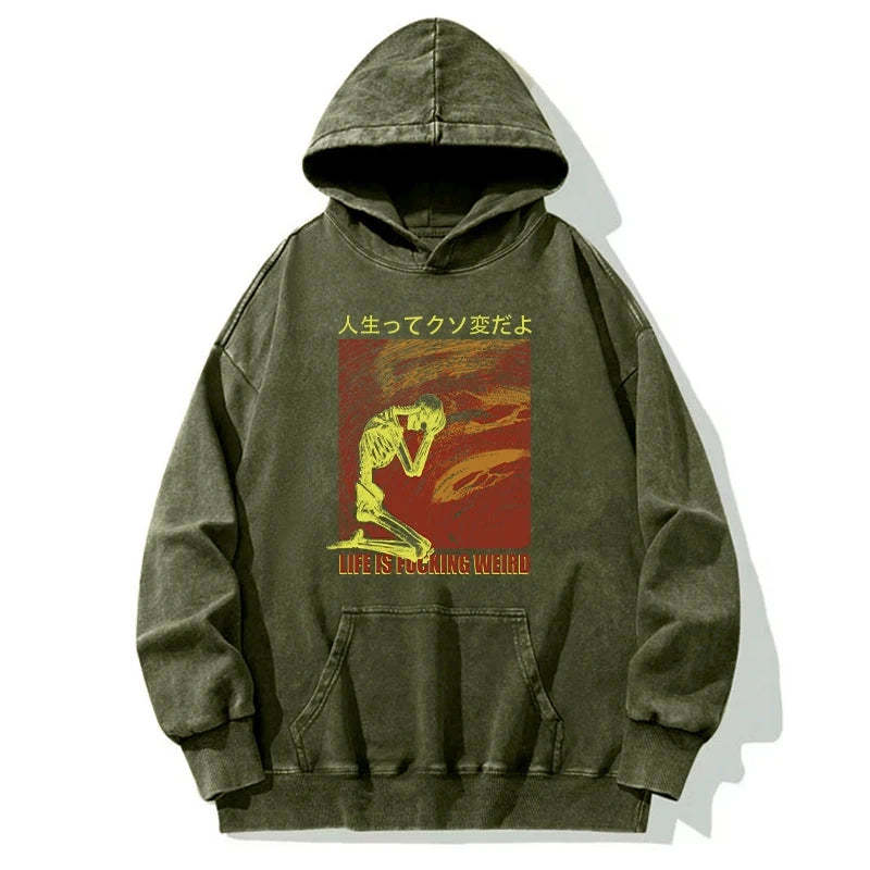 Tokyo-Tiger Skeleton Life is Fu Washed Hoodie