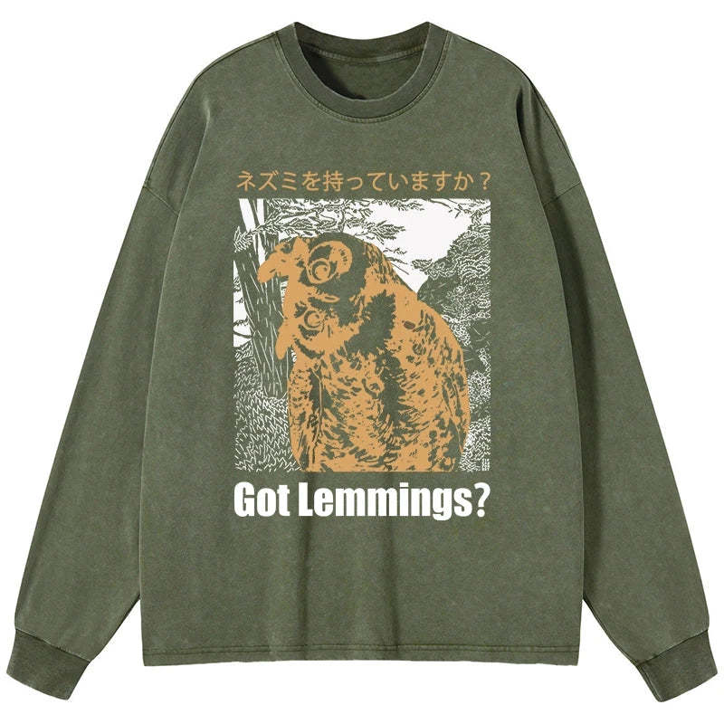 Tokyo-Tiger Do You Have Lemmings Japanese Washed Long Sleeve T-Shirt