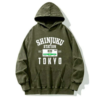 Tokyo-Tiger Shinjuku Station Yamanote Line Washed Hoodie Sale
