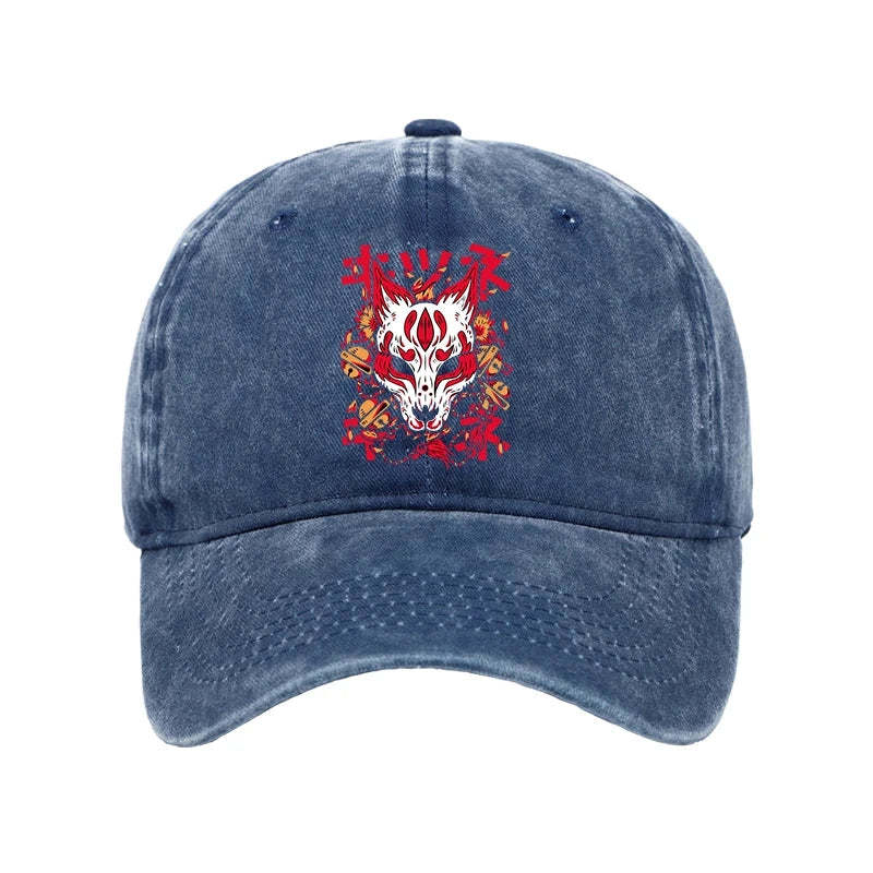 Tokyo-Tiger Japanese Kitsune Mask Washed Cap