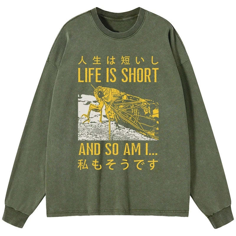 Tokyo-Tiger A Grasshopper With A Short Life Washed Long Sleeve T-Shirt