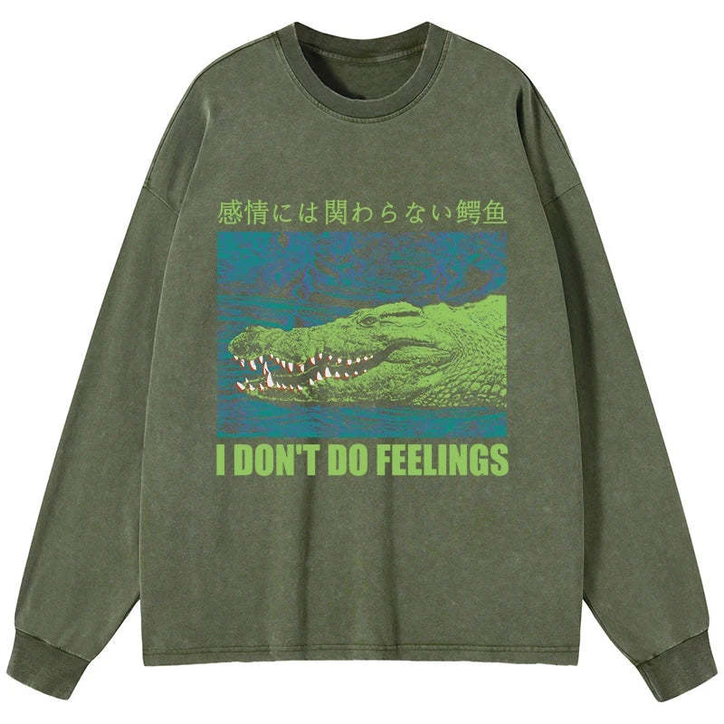 Tokyo-Tiger An Emotionless Crocodile Washed Long Sleeve T-Shirt