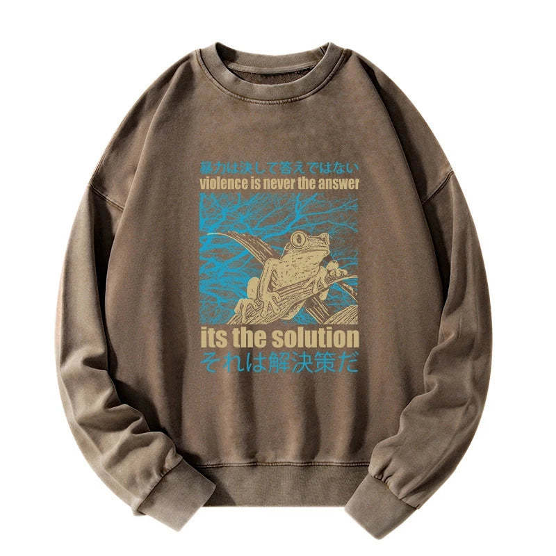 Tokyo-Tiger Violence Is Never The Answer Its The Solution Washed Sweatshirt Sale