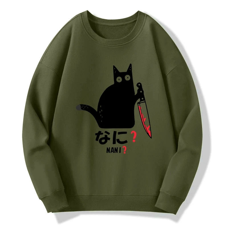Tokyo-Tiger A Puzzled Cat Holding A Knife Sweatshirt