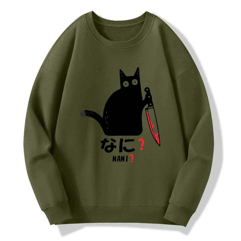 Tokyo-Tiger A Puzzled Cat Holding A Knife Sweatshirt