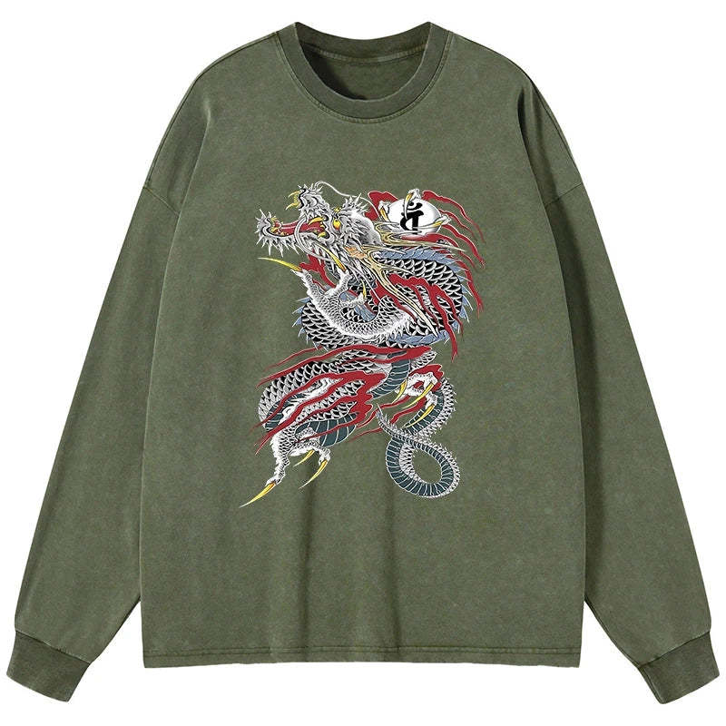 Tokyo-Tiger Dragon of Dojima Washed Long Sleeve T-Shirt