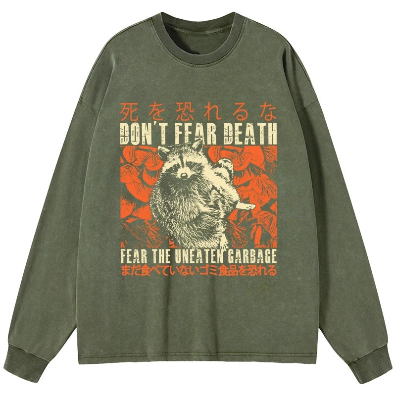 Tokyo-Tiger Timid Raccoon Japanese Washed Long Sleeve T-Shirt